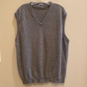 Malo V Neck Italian Cashmere Knit Minimalist Neutral Sweater Vest Gray Size XL